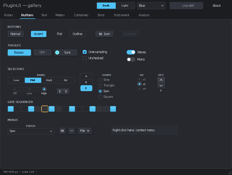 Buttons and menus